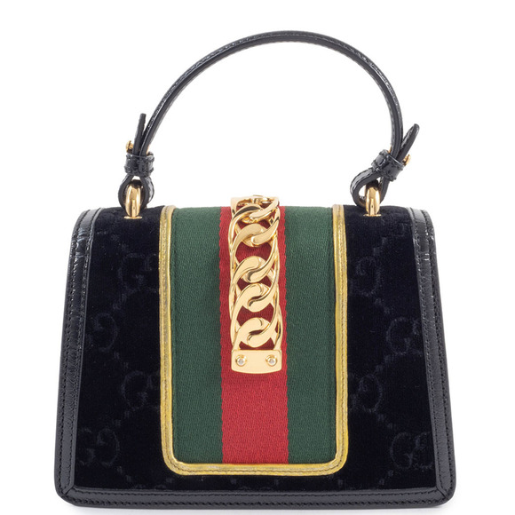 Gucci Sylvie Mini Handbag, Sherry Line, Suede and Leather, Black, 2-Way - Picture 3 of 16